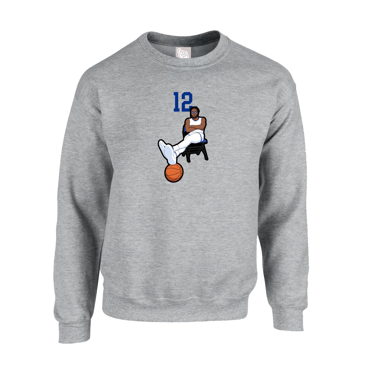 Fleece Crew — Number Top in Grey