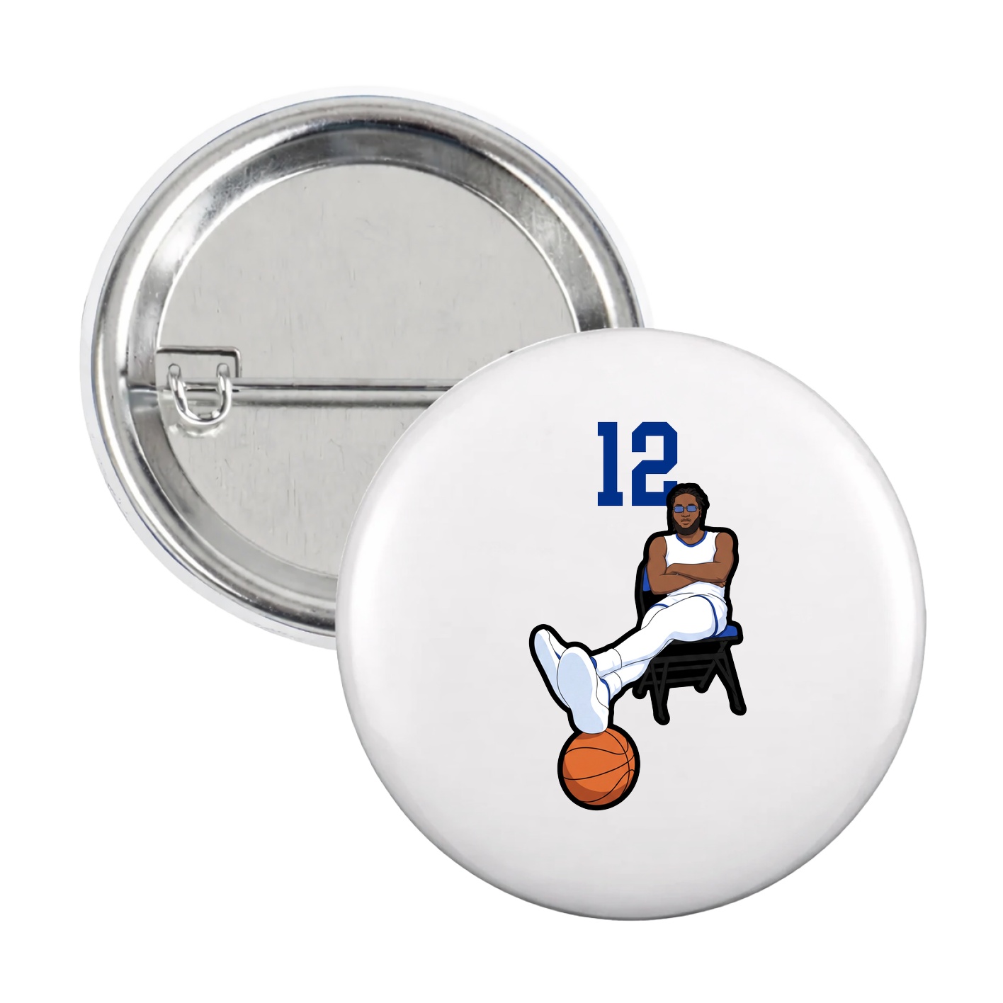 Game Day Button — Number Top in White
