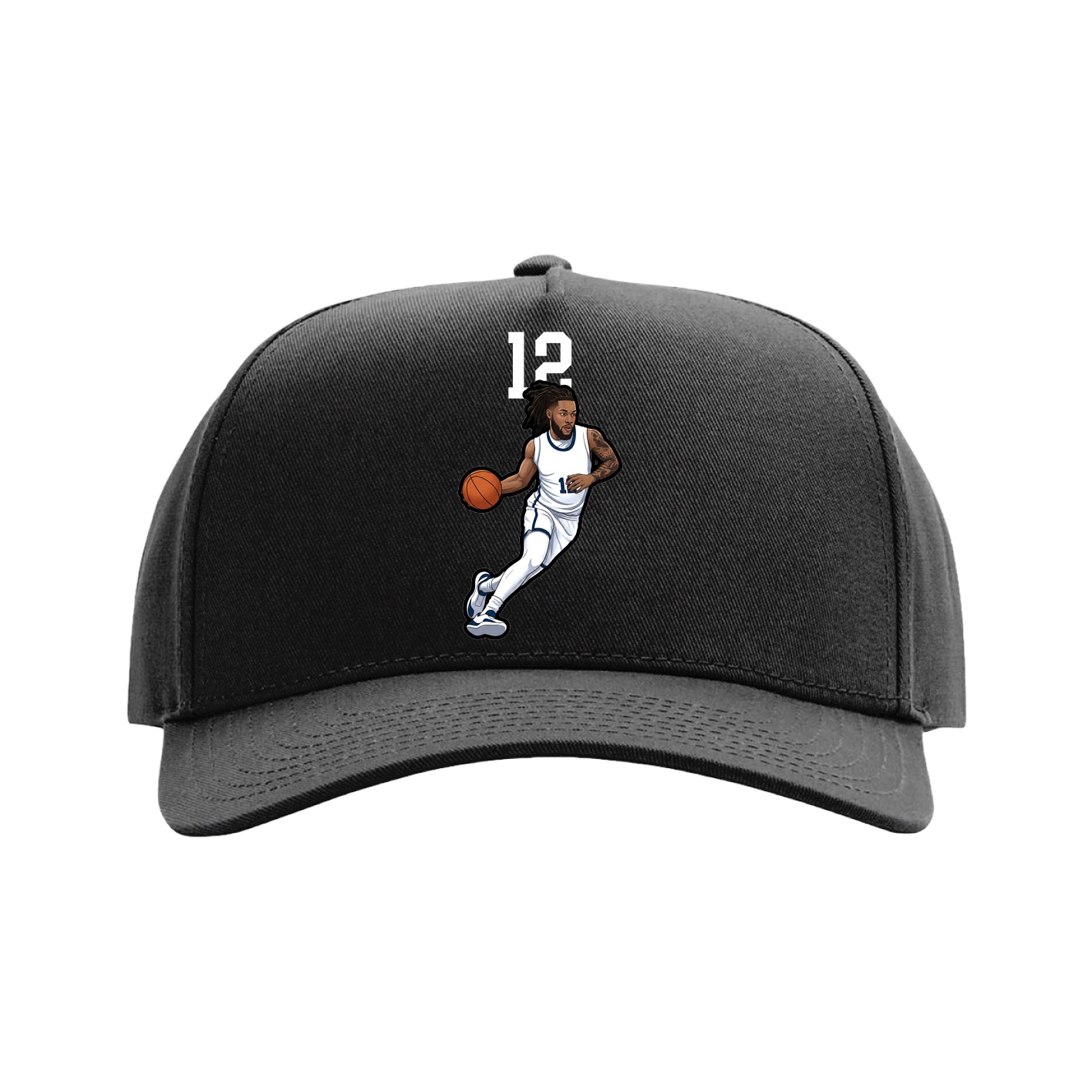 Full Fabric Five-Panel Champ Cap — Number Top in Black