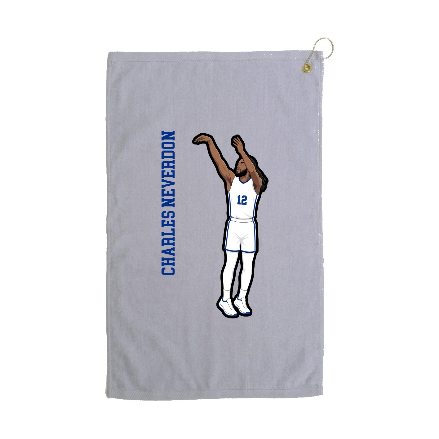Golf Towel — Name Vertical in Grey