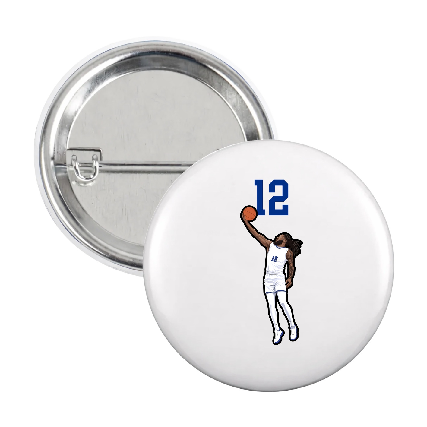 Game Day Button — Number Top in White