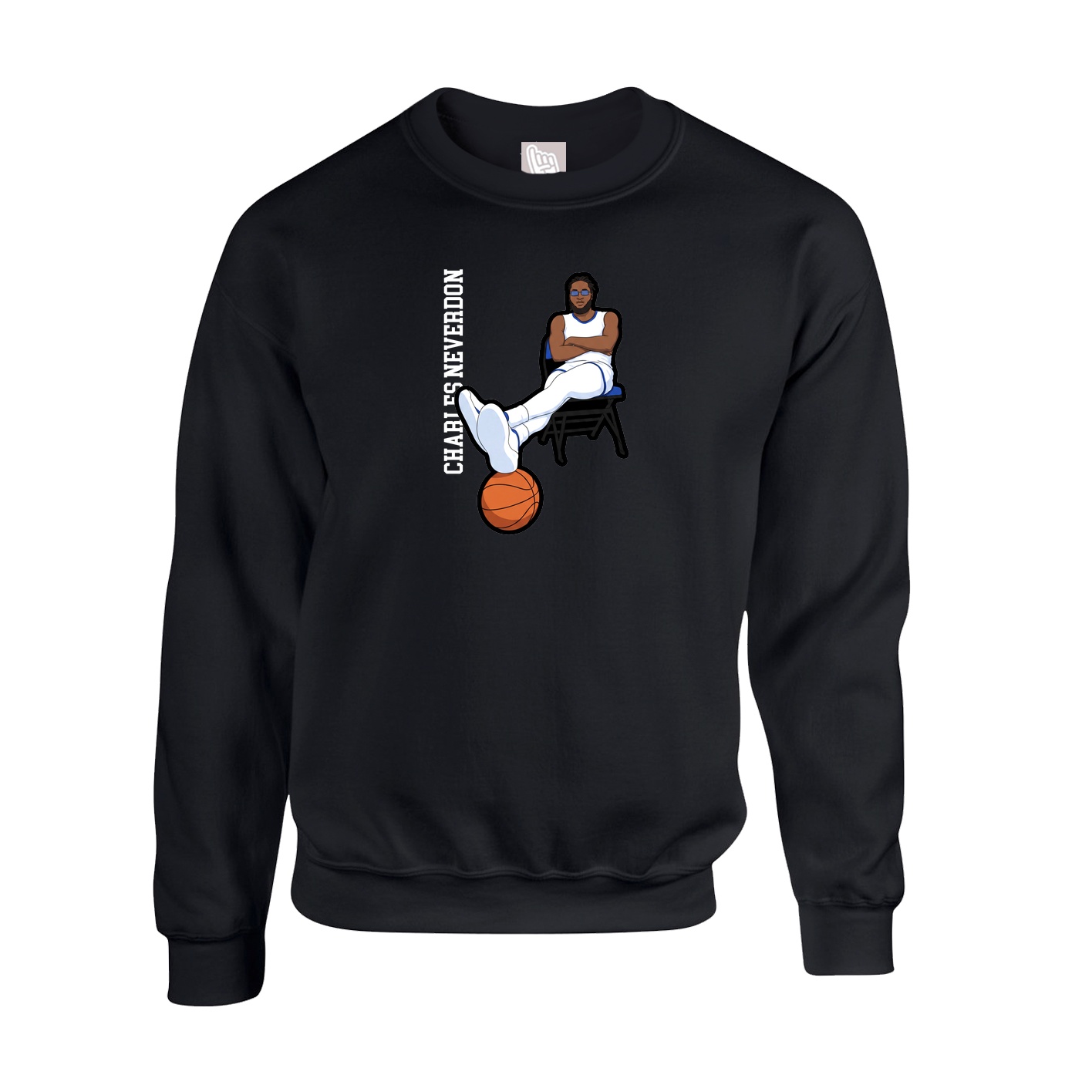Fleece Crew — Name Vertical in Black