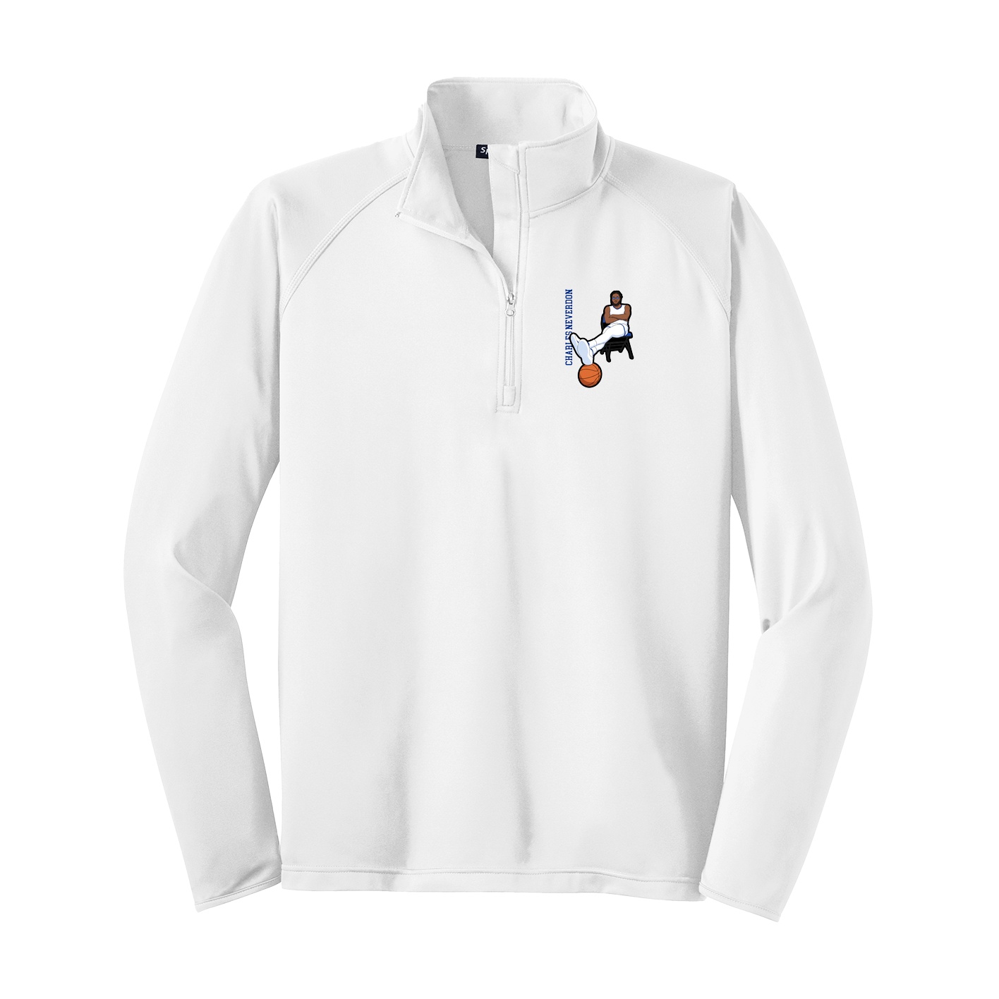 Q-Zip Pullover — Name Vertical in White