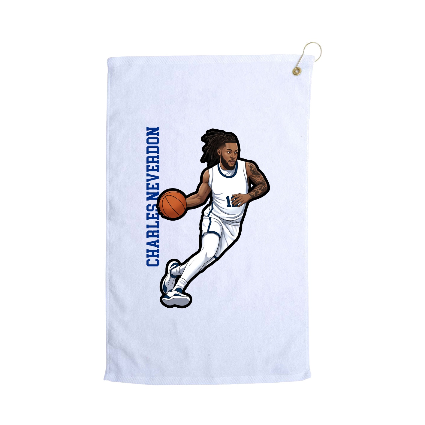 Golf Towel — Name Vertical in White