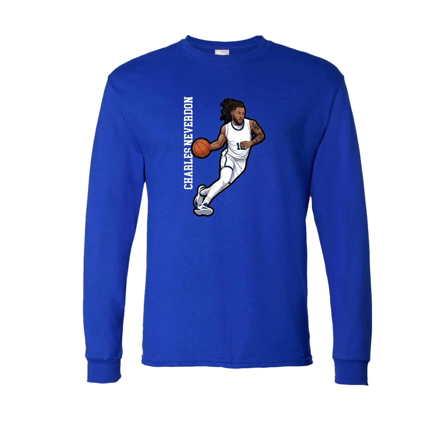 Long Sleeve Tee — Name Vertical in Royal