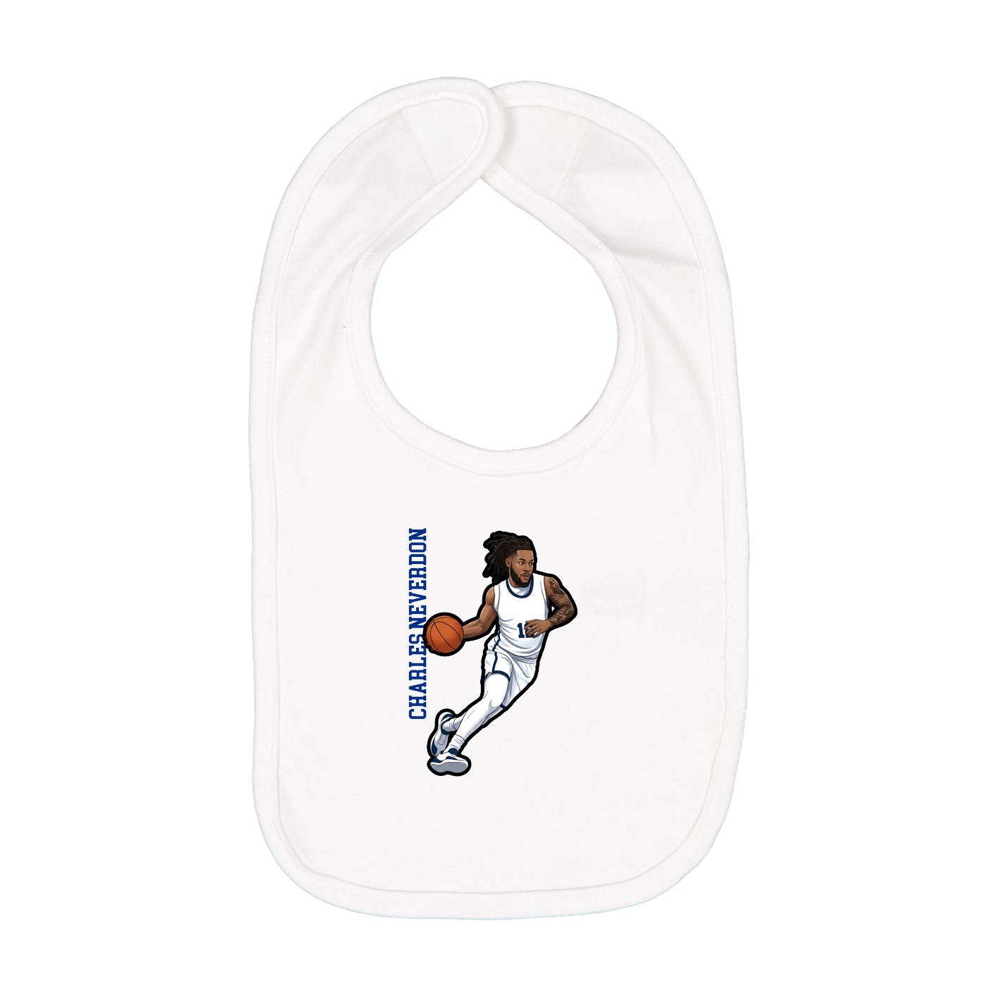 Infant Bib — Name Vertical in White