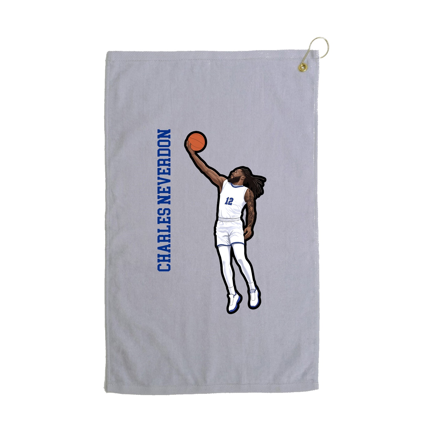 Golf Towel — Name Vertical in Grey