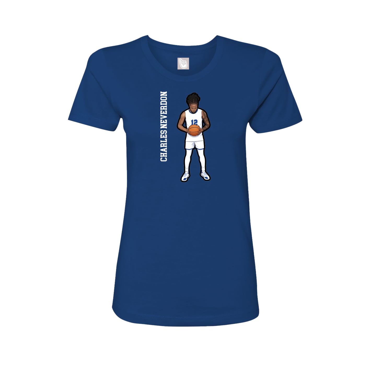 Womens Tee — Name Vertical in Royal