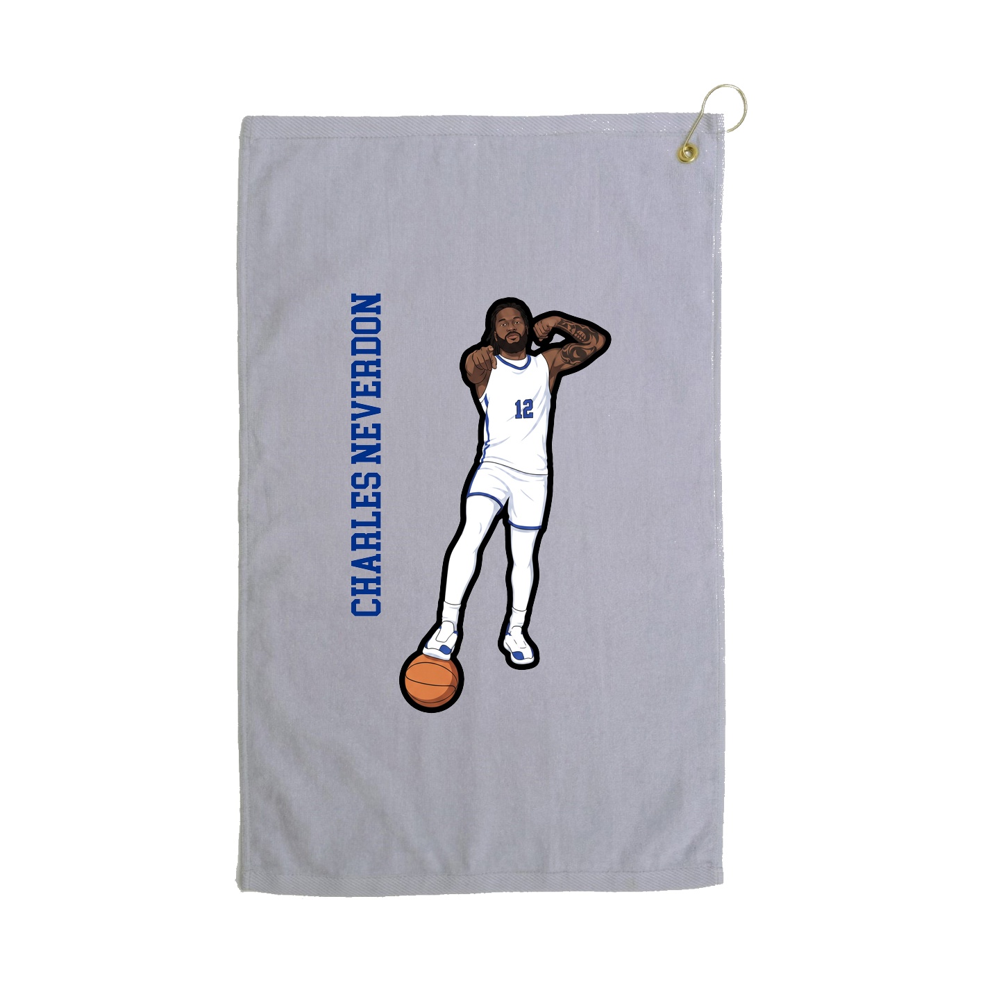 Golf Towel — Name Vertical in Grey