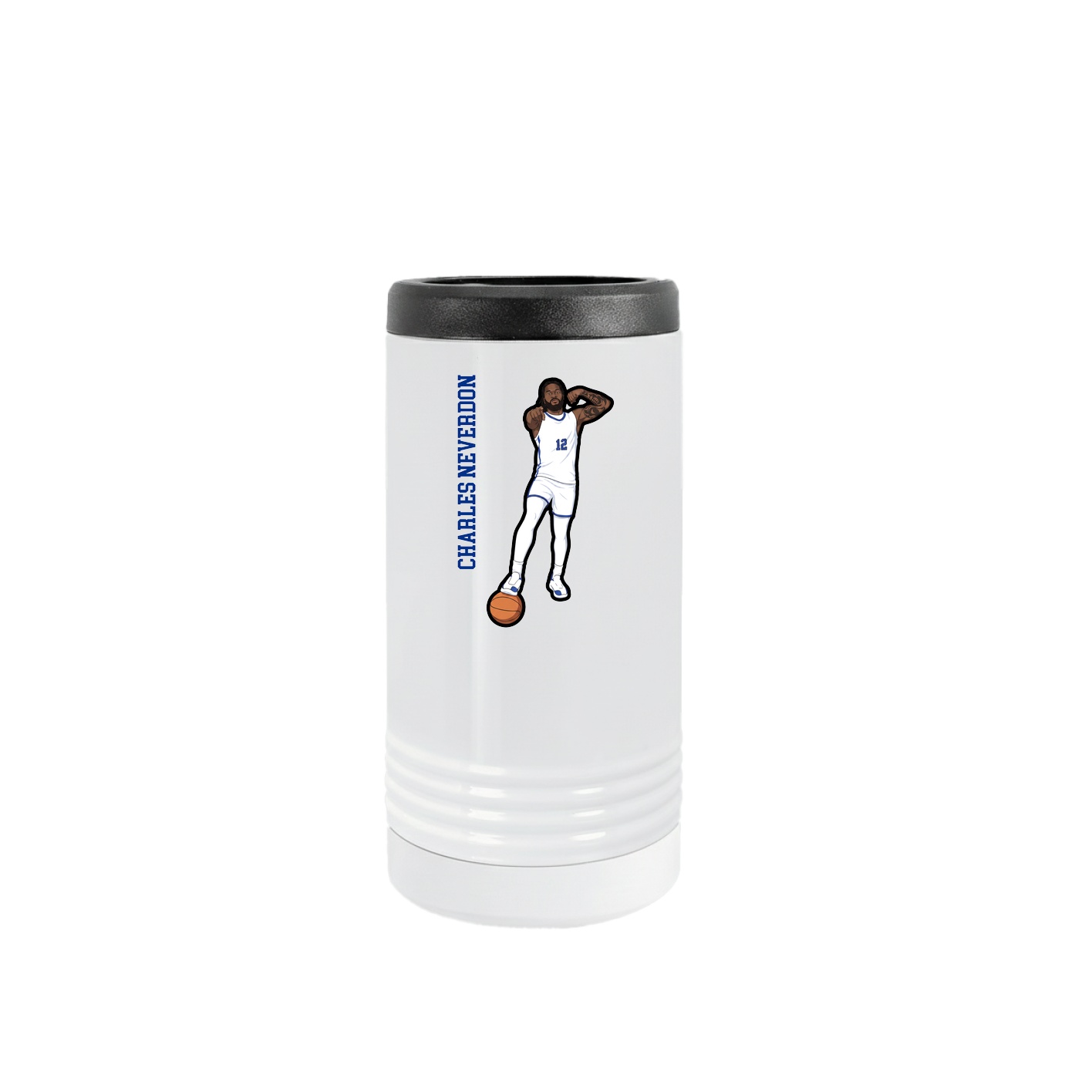 Slim Beverage Holder — Name Vertical in White