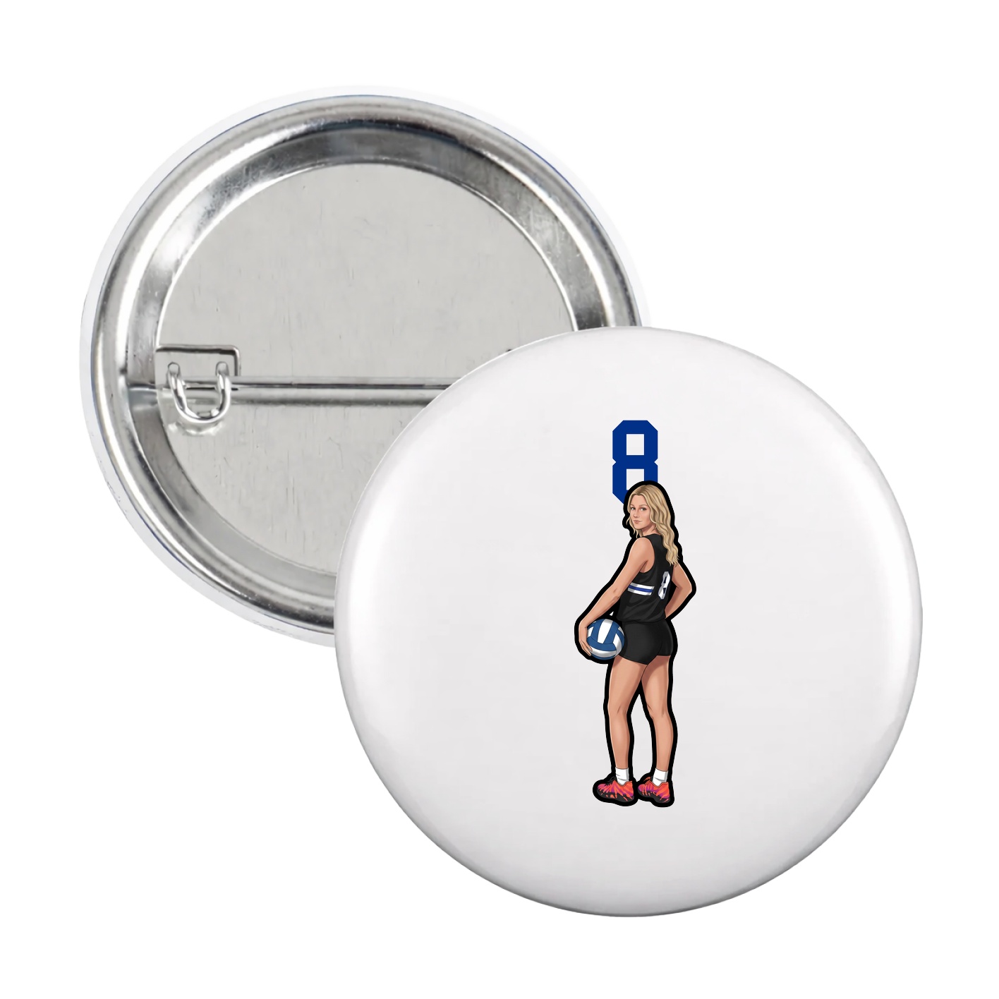 Game Day Button — Number Top in White