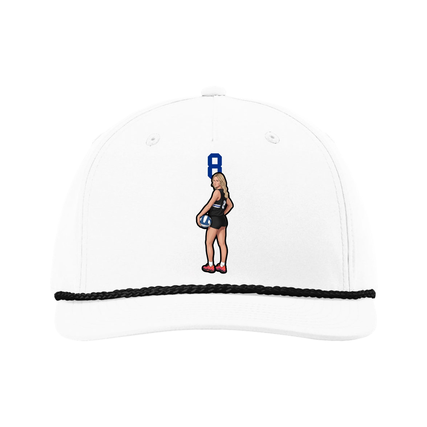 Five-Panel Classic Rope Cap — Number Top in White