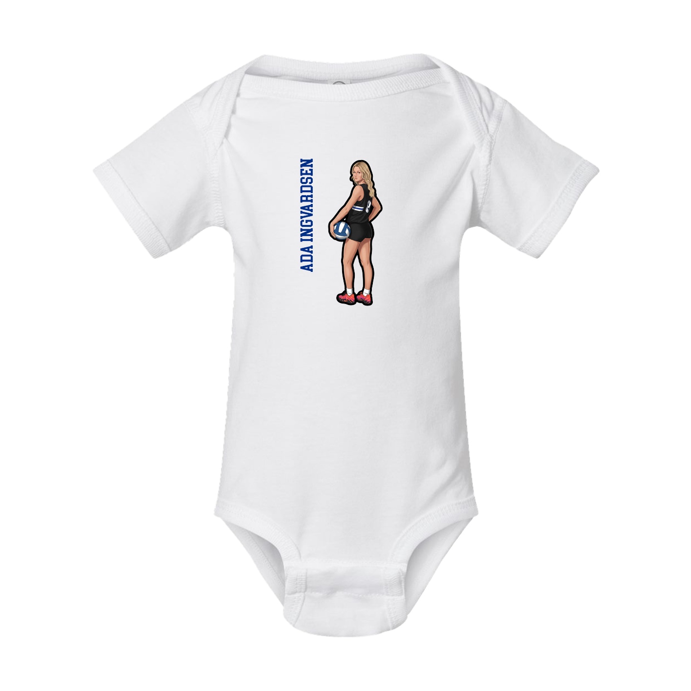Baby Onesie — Name Vertical in White