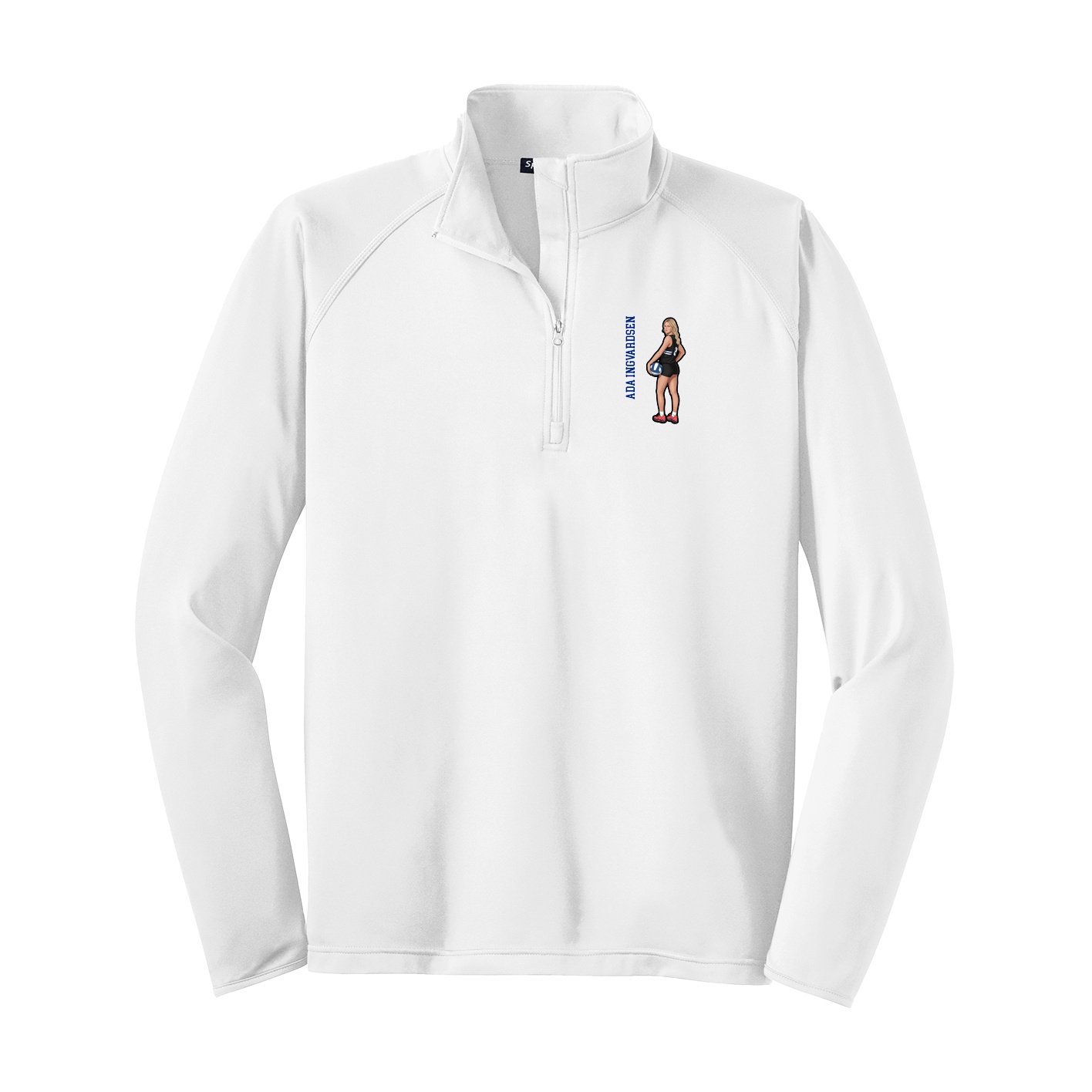 Q-Zip Pullover — Name Vertical in White