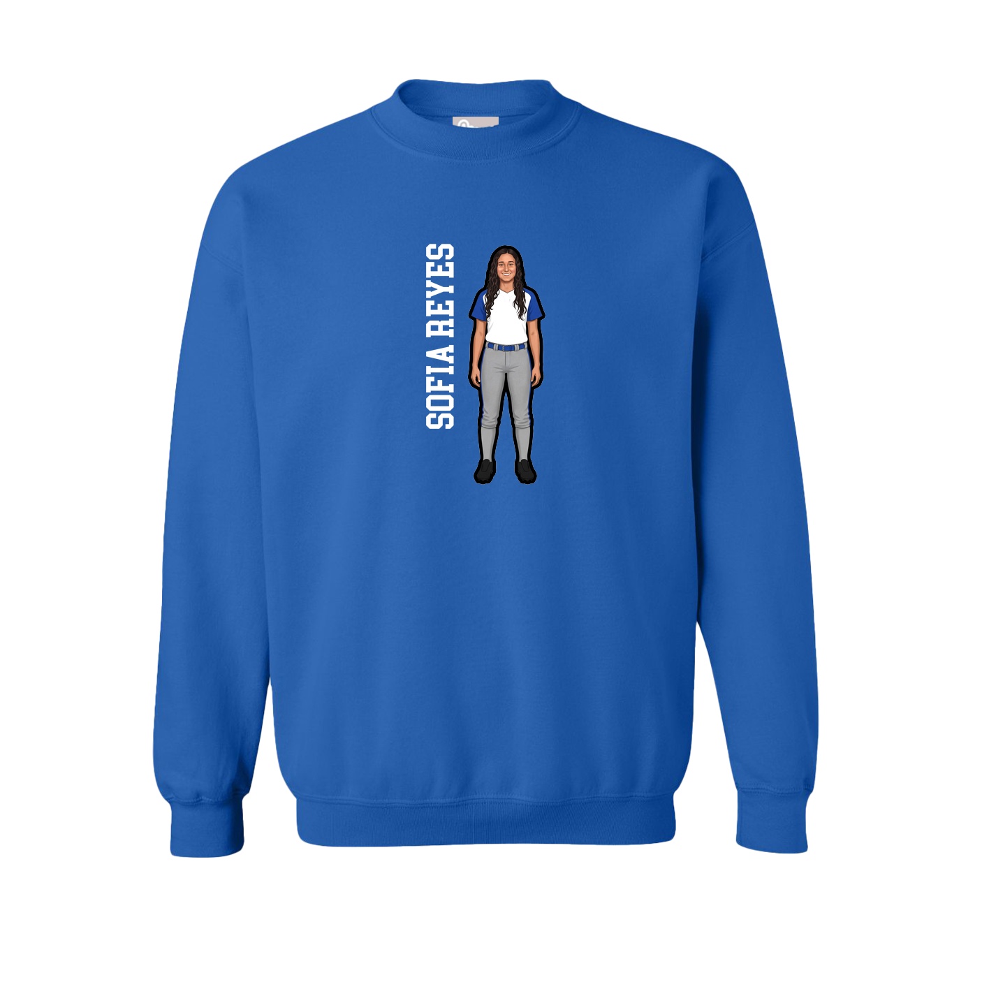 Fleece Crew — Name Vertical in Royal