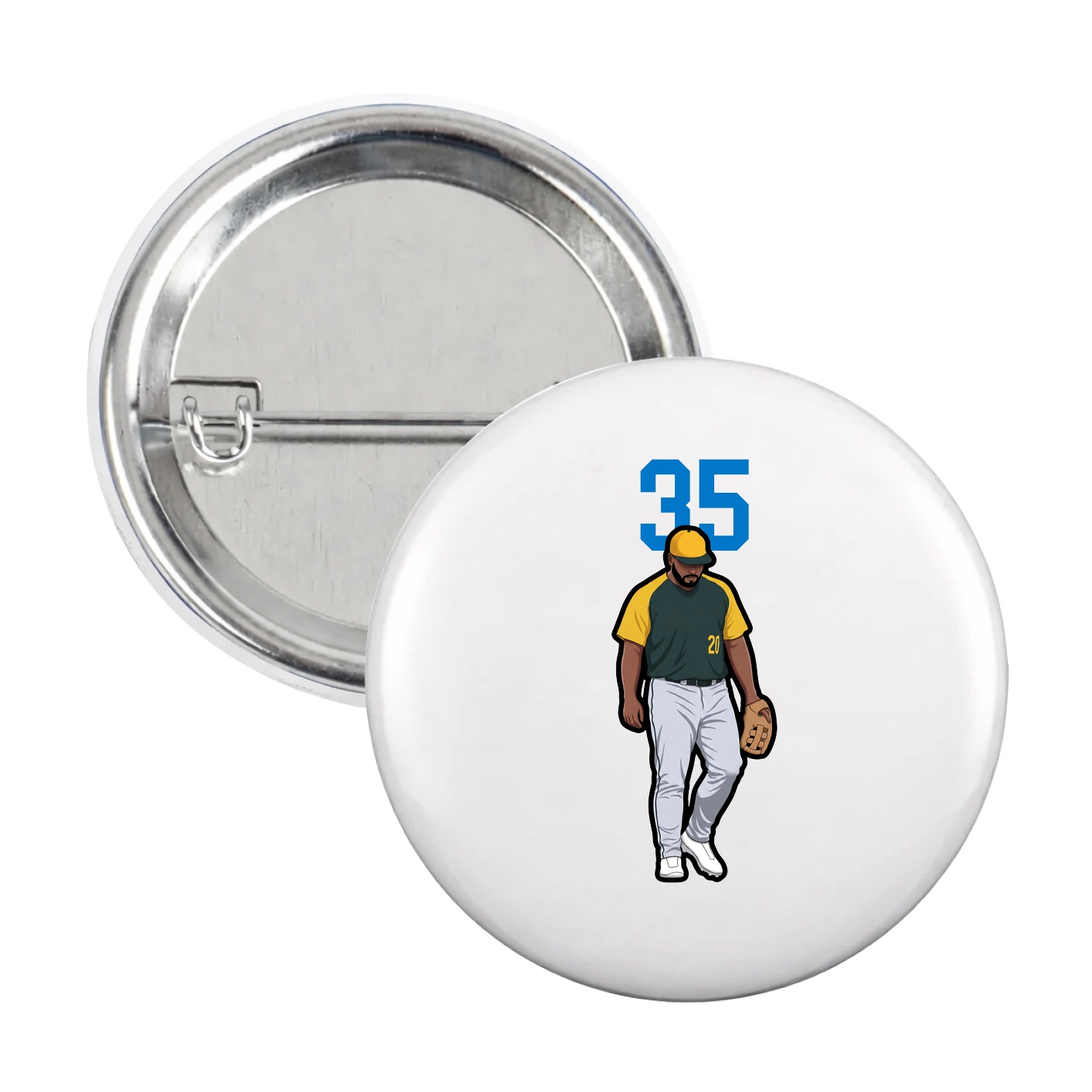 Game Day Button — Number Top in White