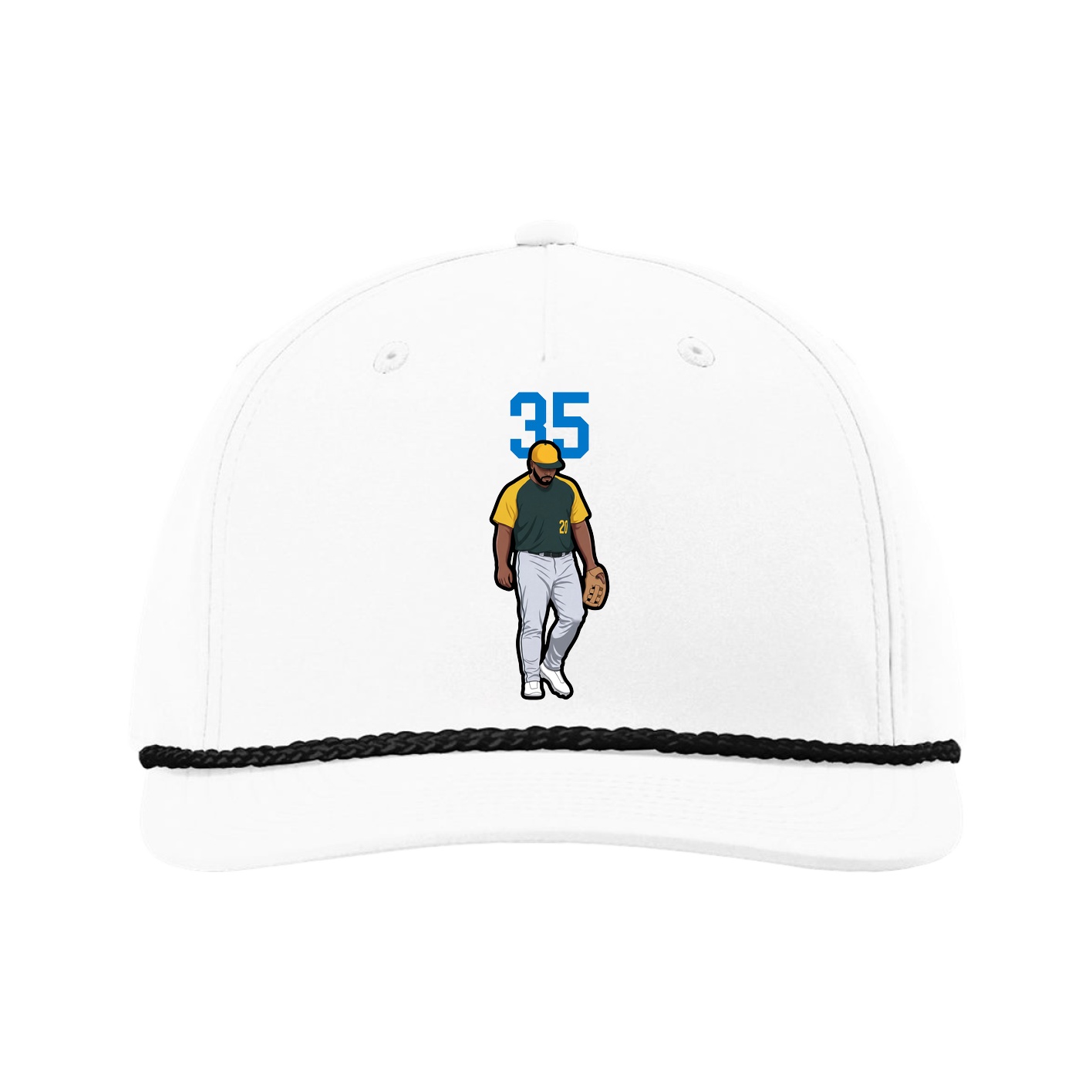 Five-Panel Classic Rope Cap — Number Top in White