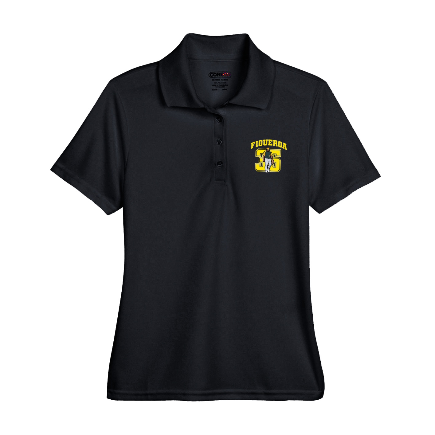 Womens Performance Polo — Number in Black