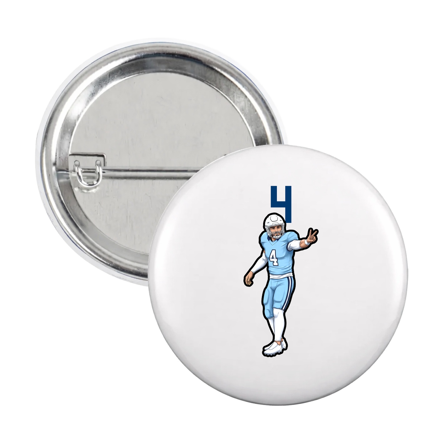 Game Day Button — Number Top in White