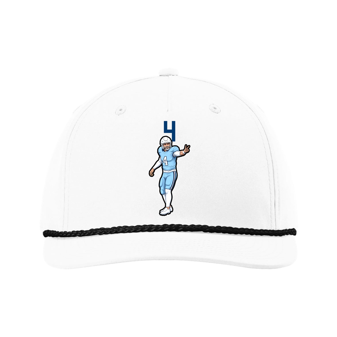 Five-Panel Classic Rope Cap — Number Top in White