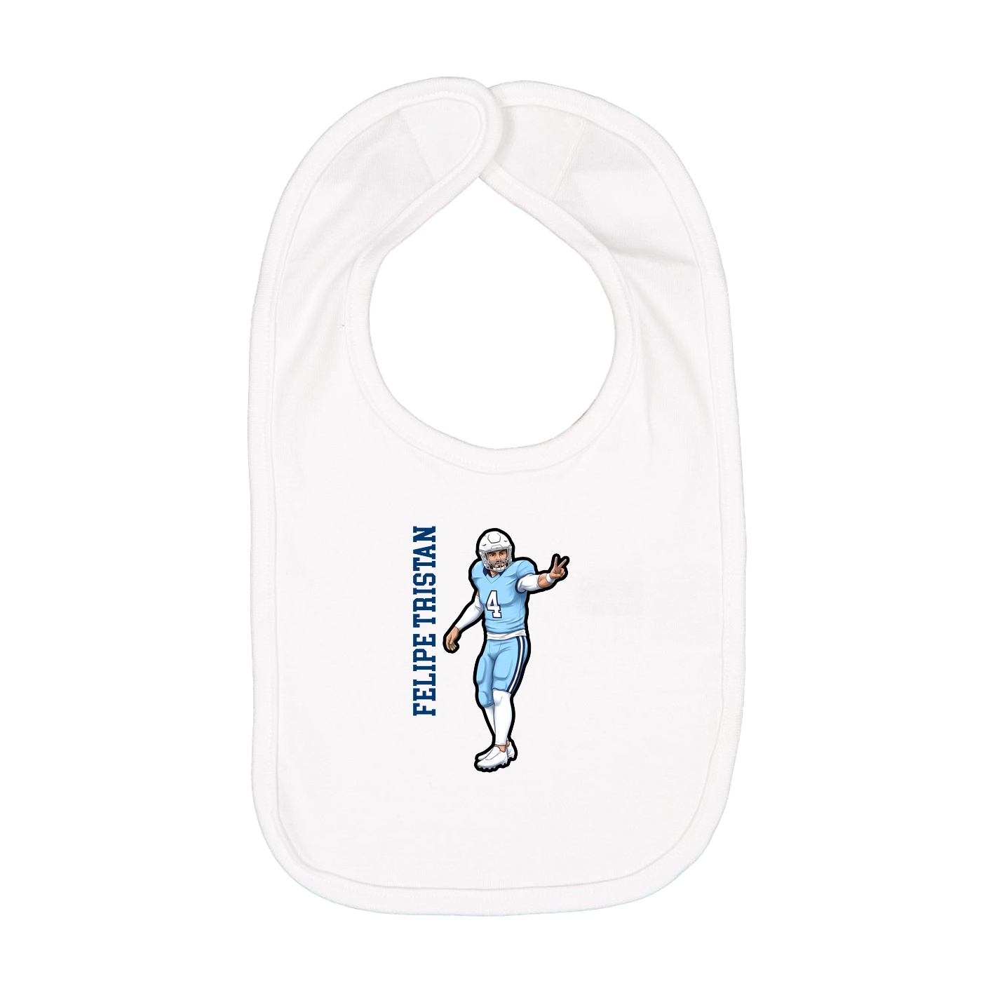 Infant Bib — Name Vertical in White