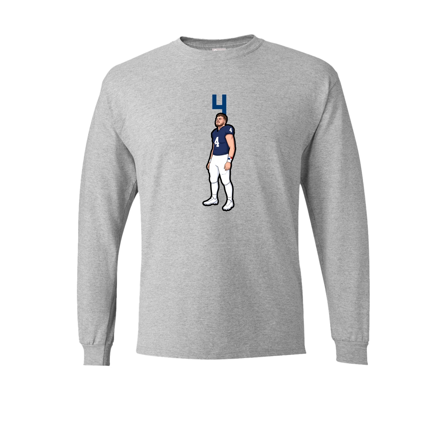 Long Sleeve Tee — Number Top in Grey