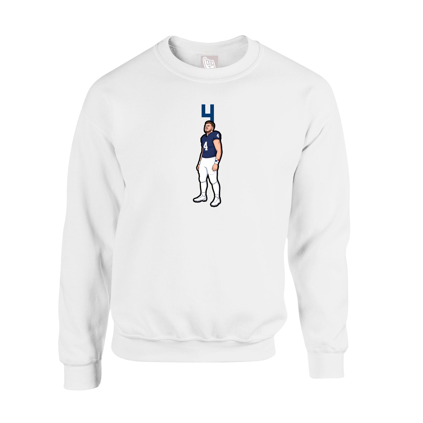 Fleece Crew — Number Top in White