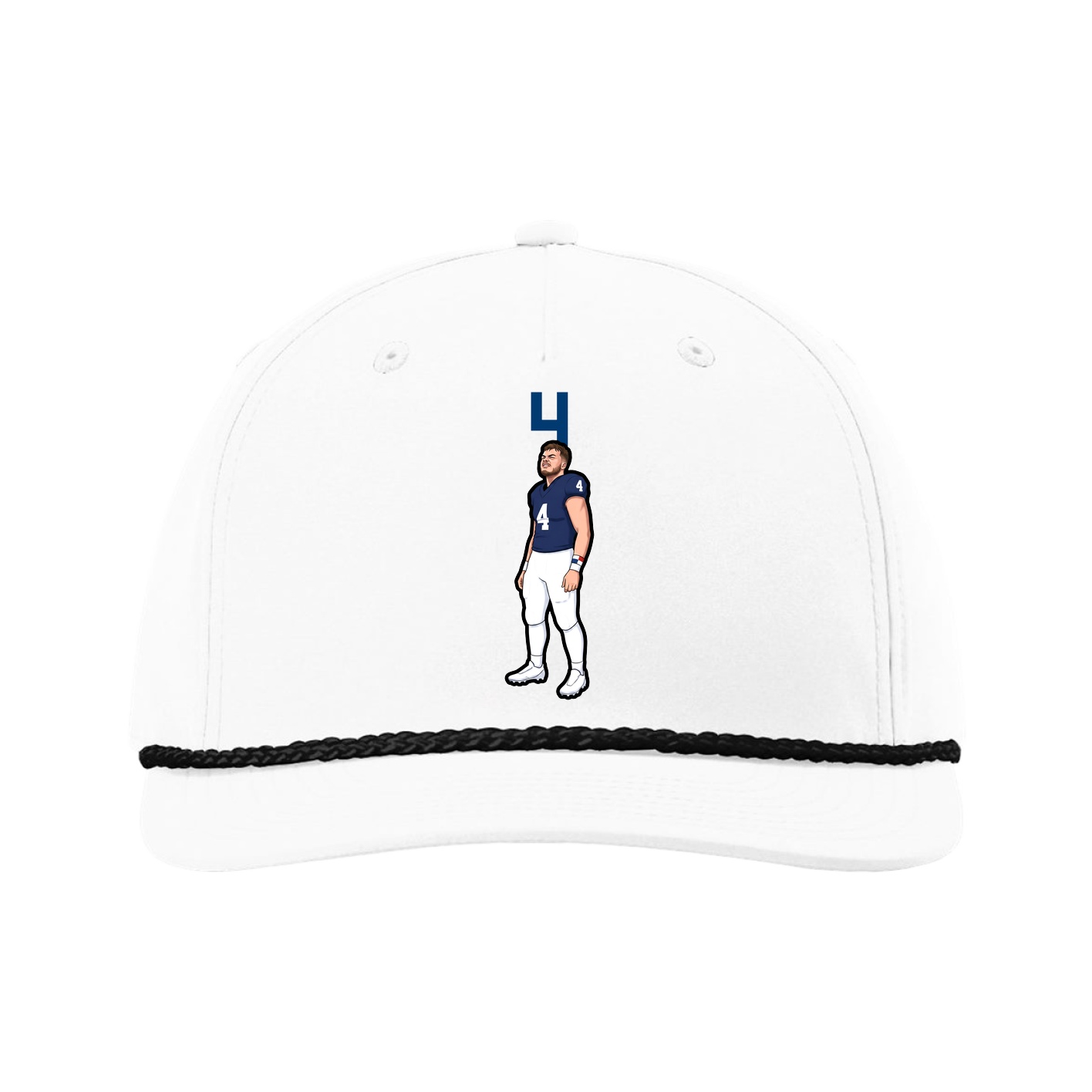 Five-Panel Classic Rope Cap — Number Top in White