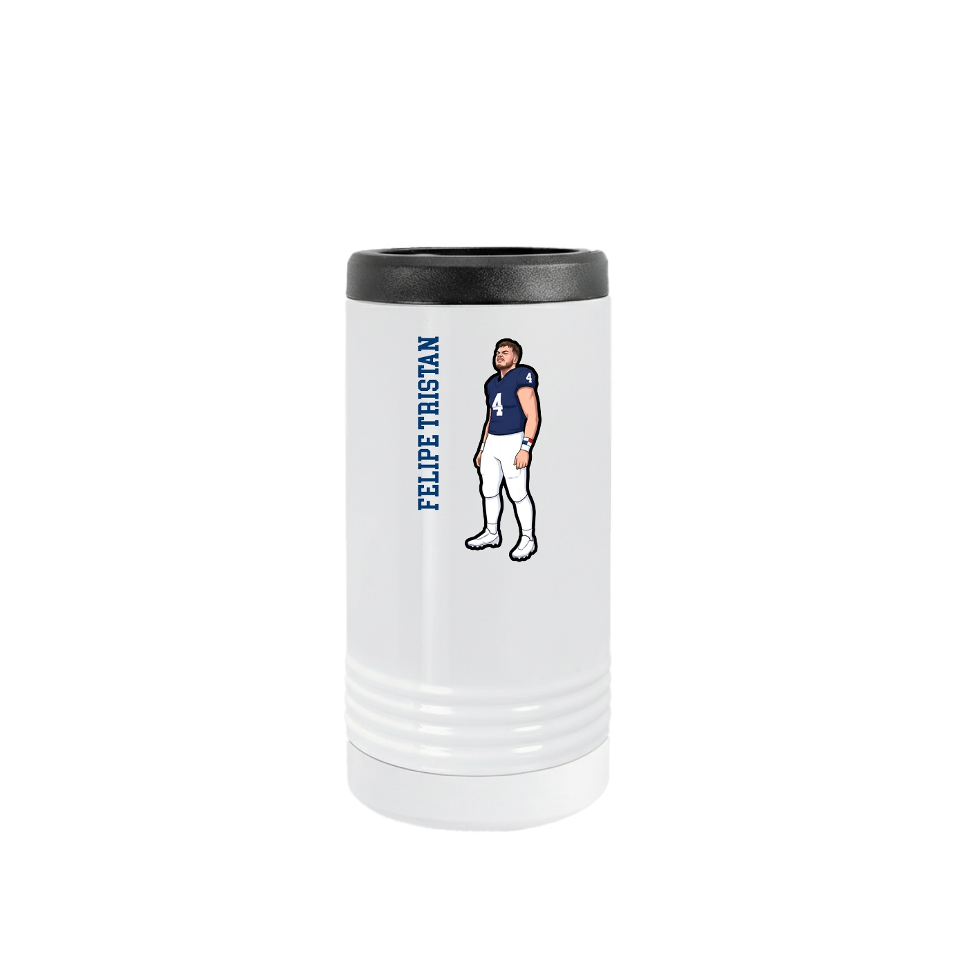 Slim Beverage Holder — Name Vertical in White