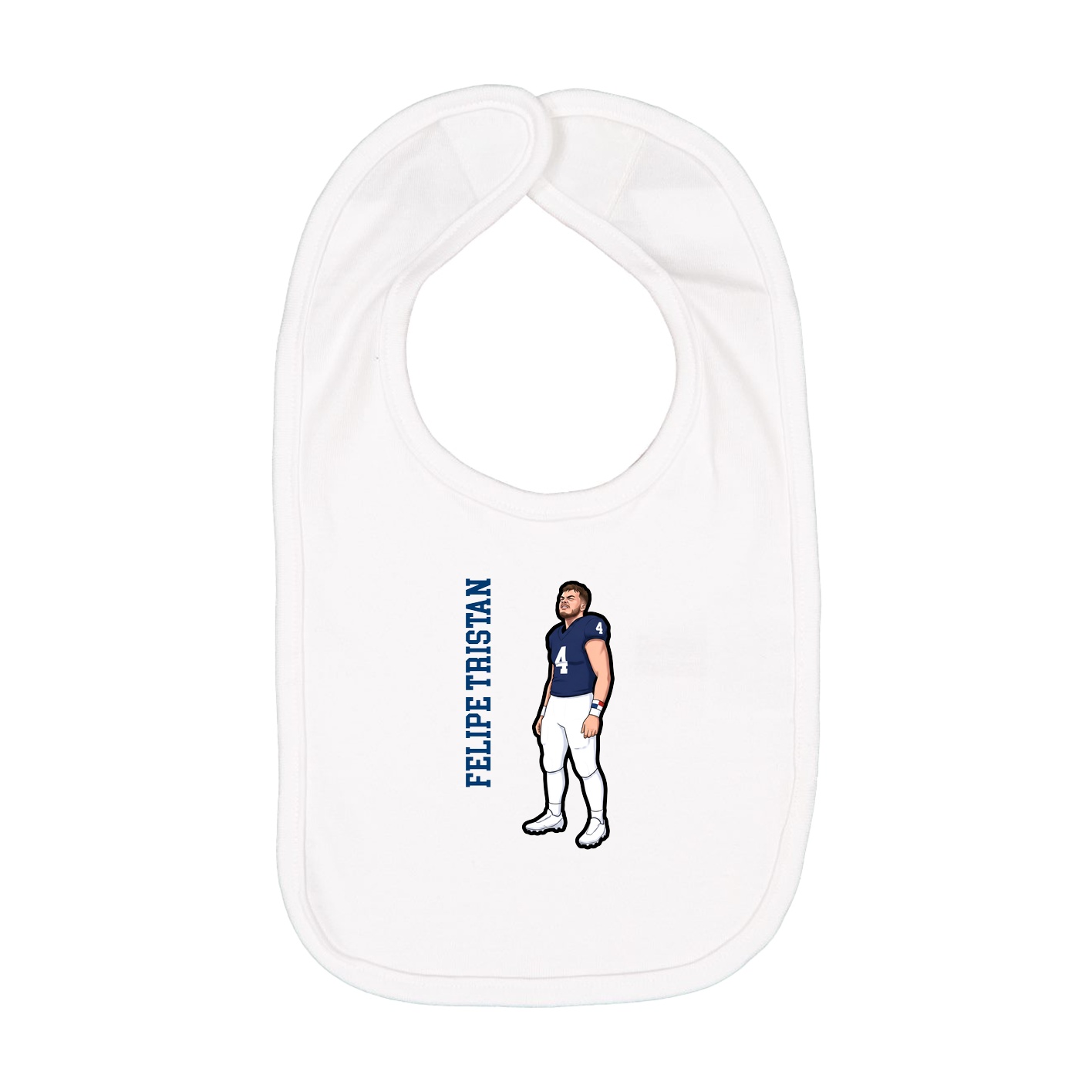 Infant Bib — Name Vertical in White