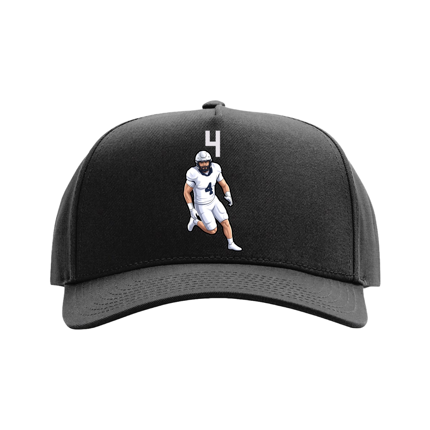 Full Fabric Five-Panel Champ Cap — Number Top in Black