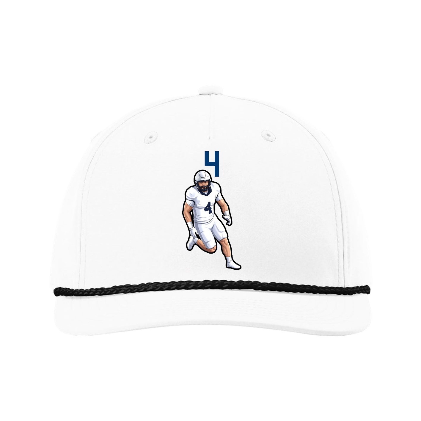 Five-Panel Classic Rope Cap — Number Top in White