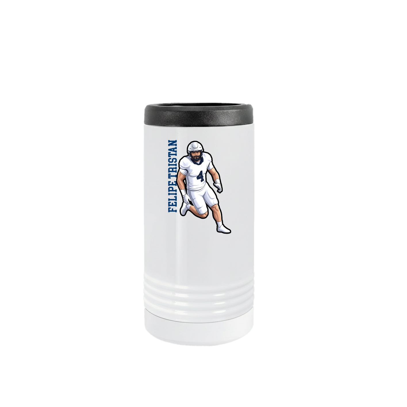 Slim Beverage Holder — Name Vertical in White