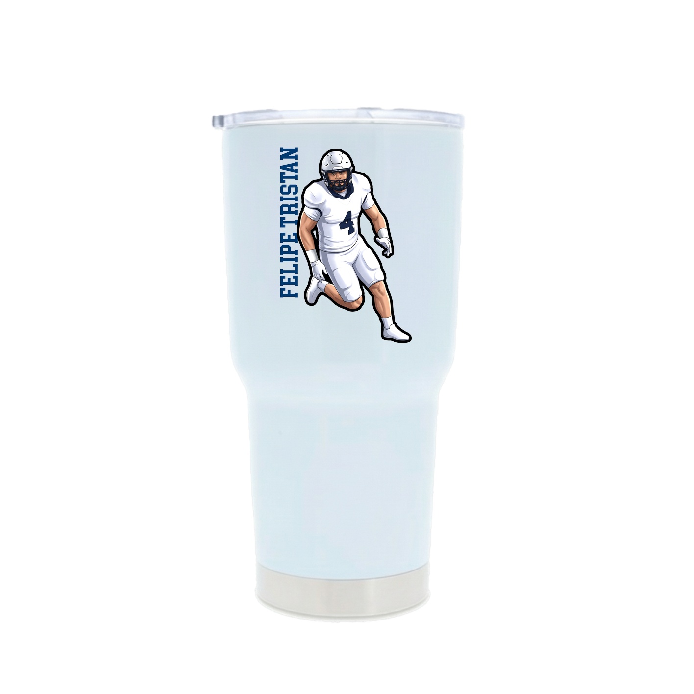 30oz Stainless Steel Tumbler — Name Vertical in White