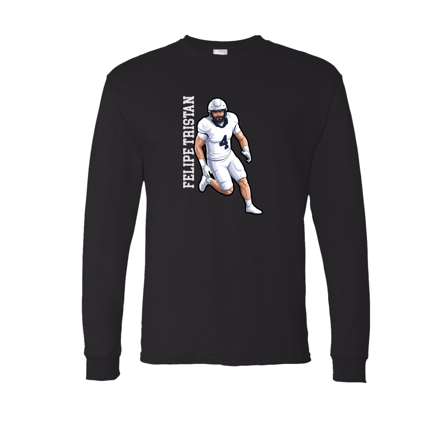 Long Sleeve Tee — Name Vertical in Black