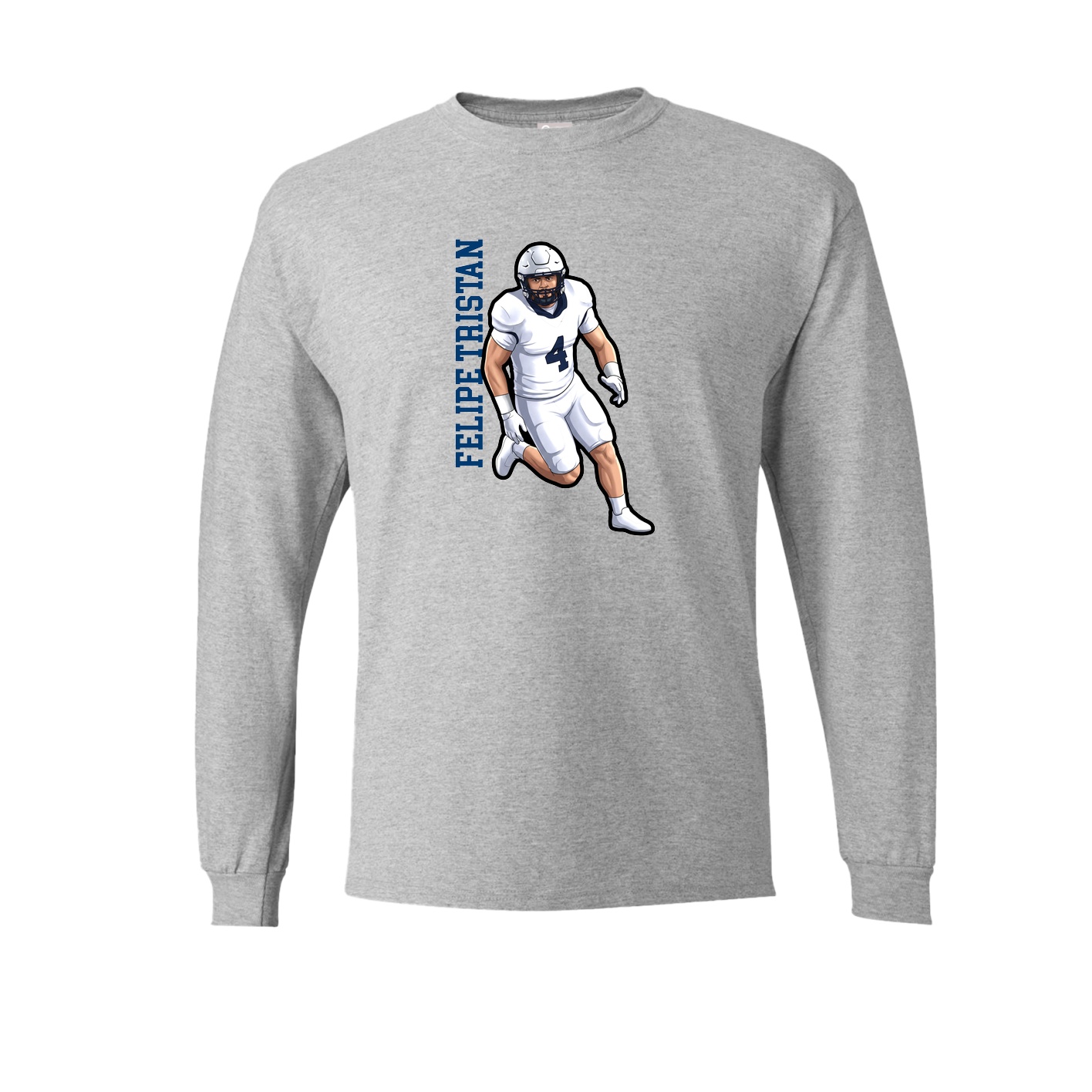 Long Sleeve Tee — Name Vertical in Grey
