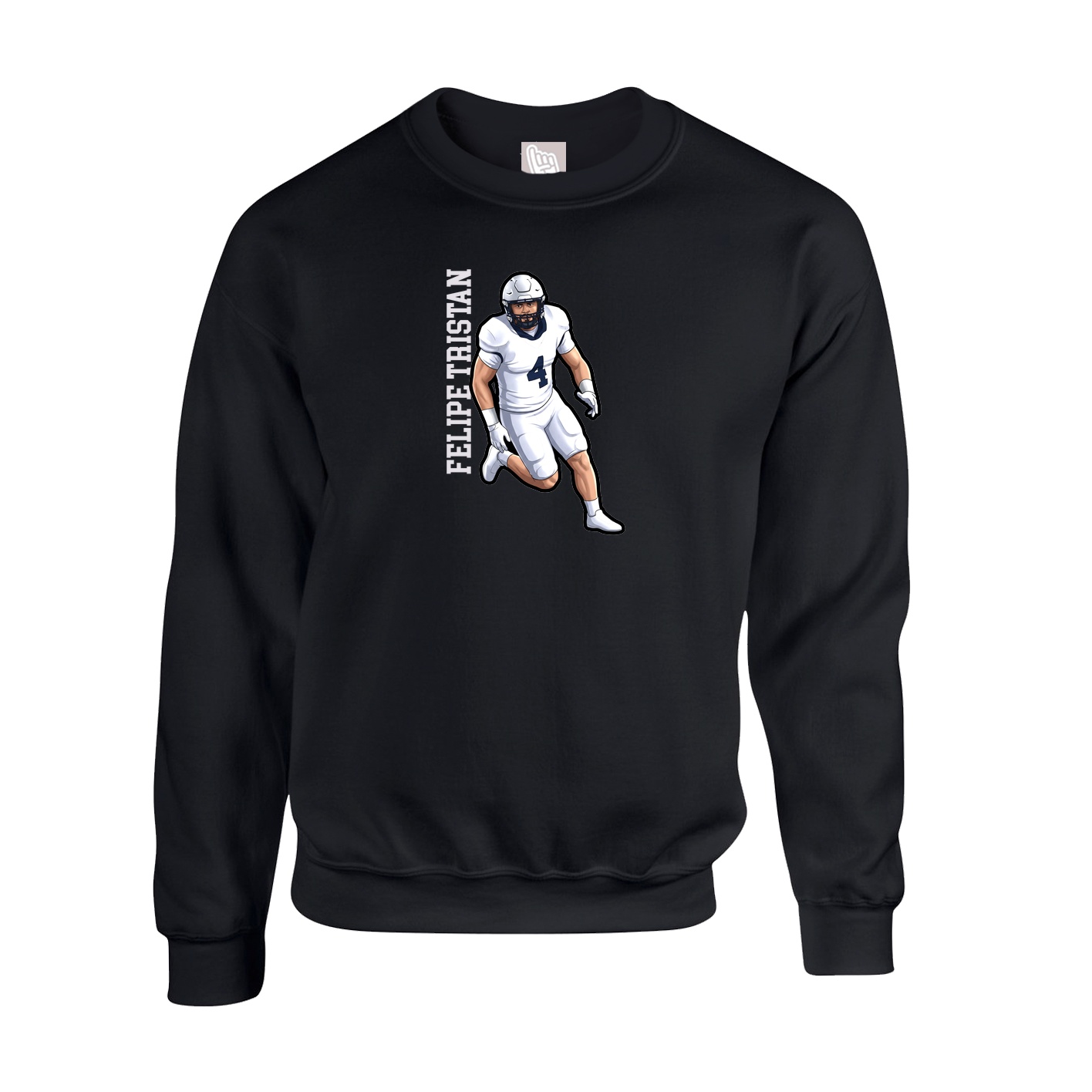 Fleece Crew — Name Vertical in Black