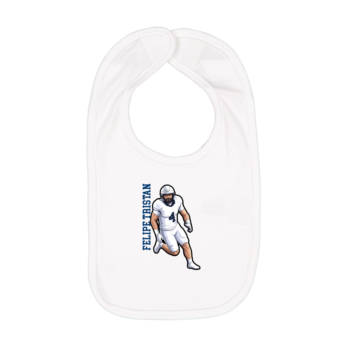 Infant Bib — Name Vertical in White