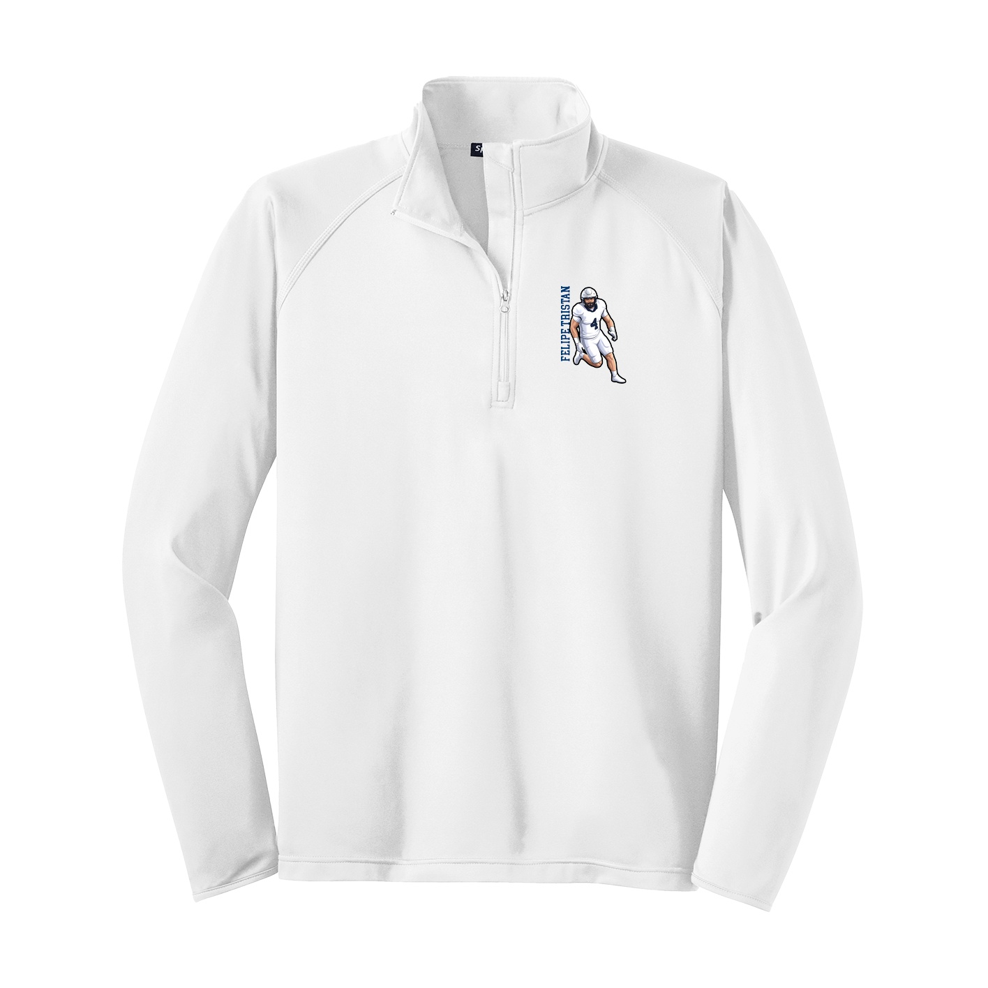 Q-Zip Pullover — Name Vertical in White
