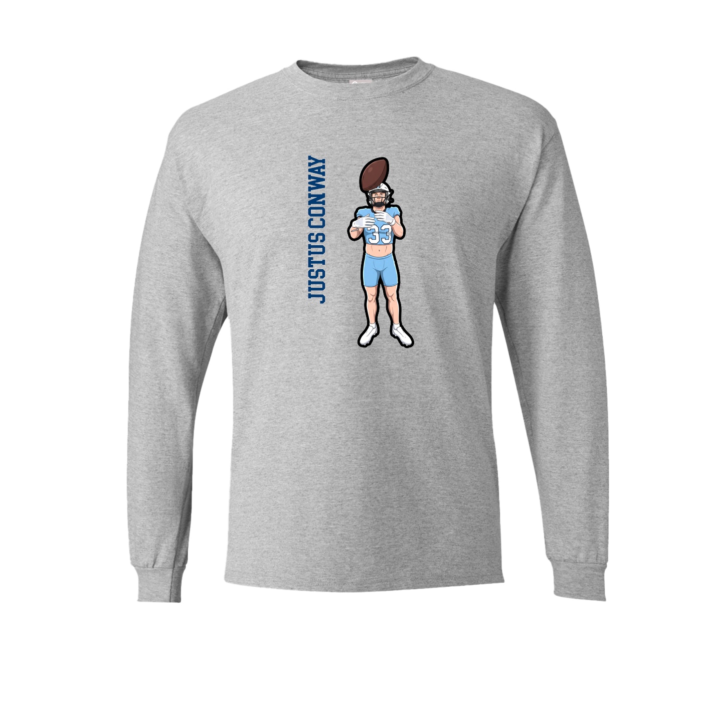 Long Sleeve Tee — Name Vertical in Grey