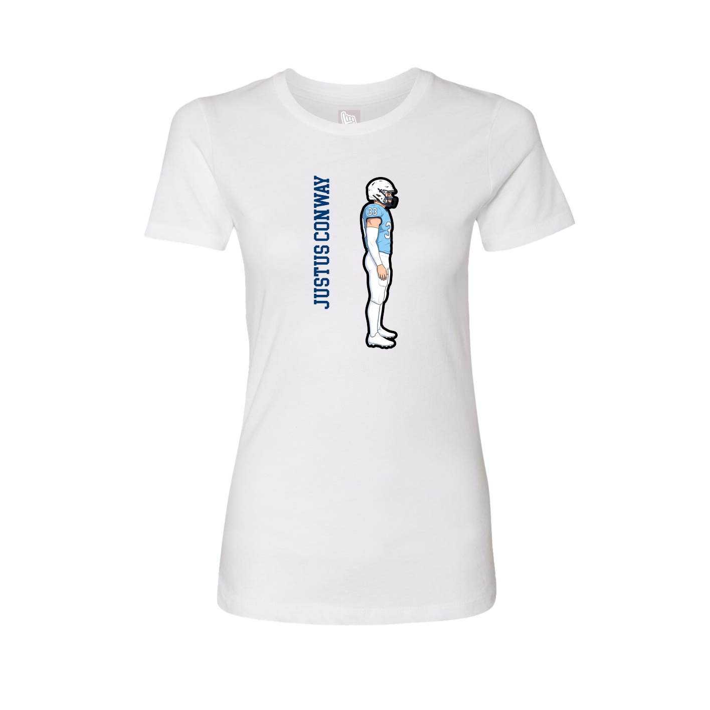Womens Tee — Name Vertical in White
