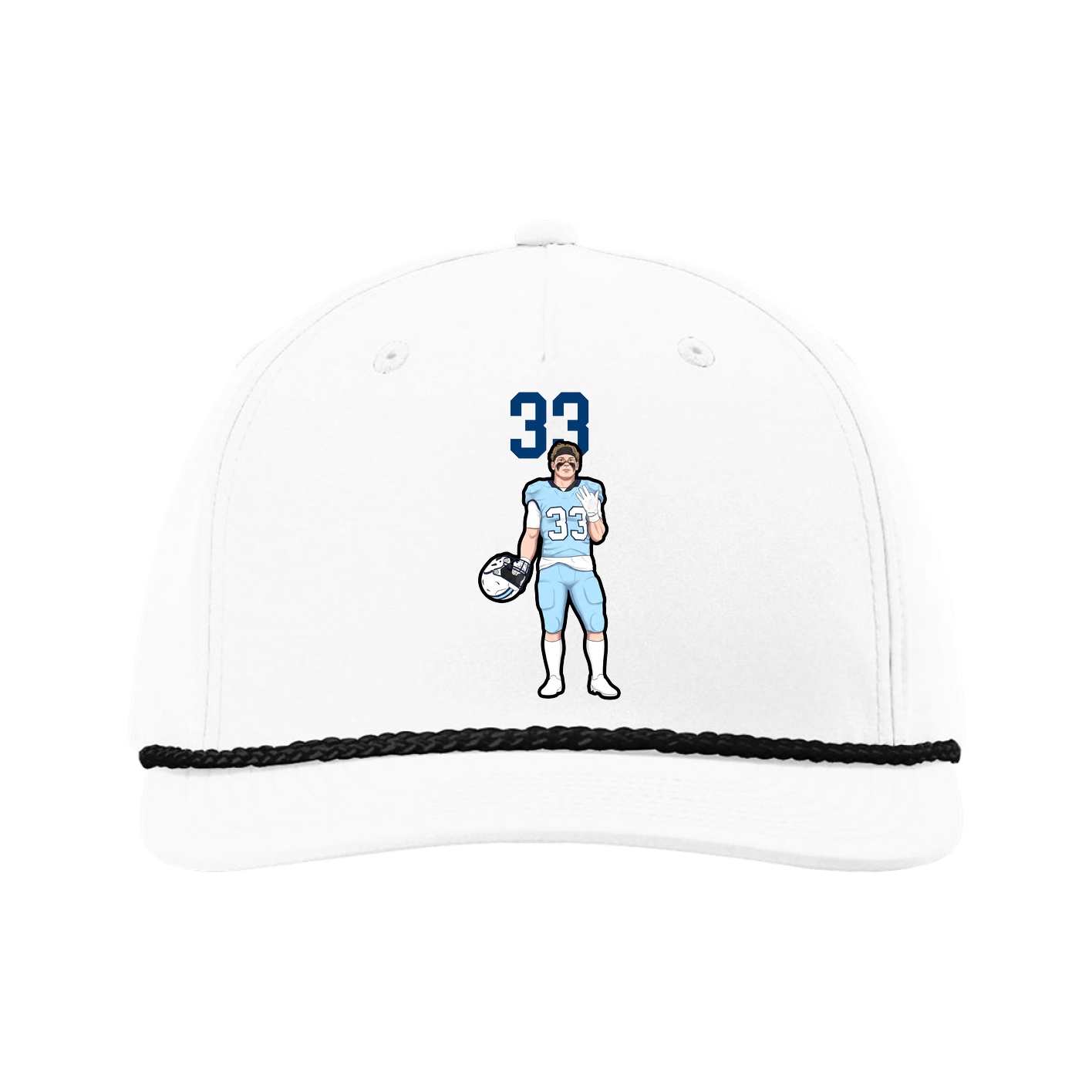 Five-Panel Classic Rope Cap — Number Top in White