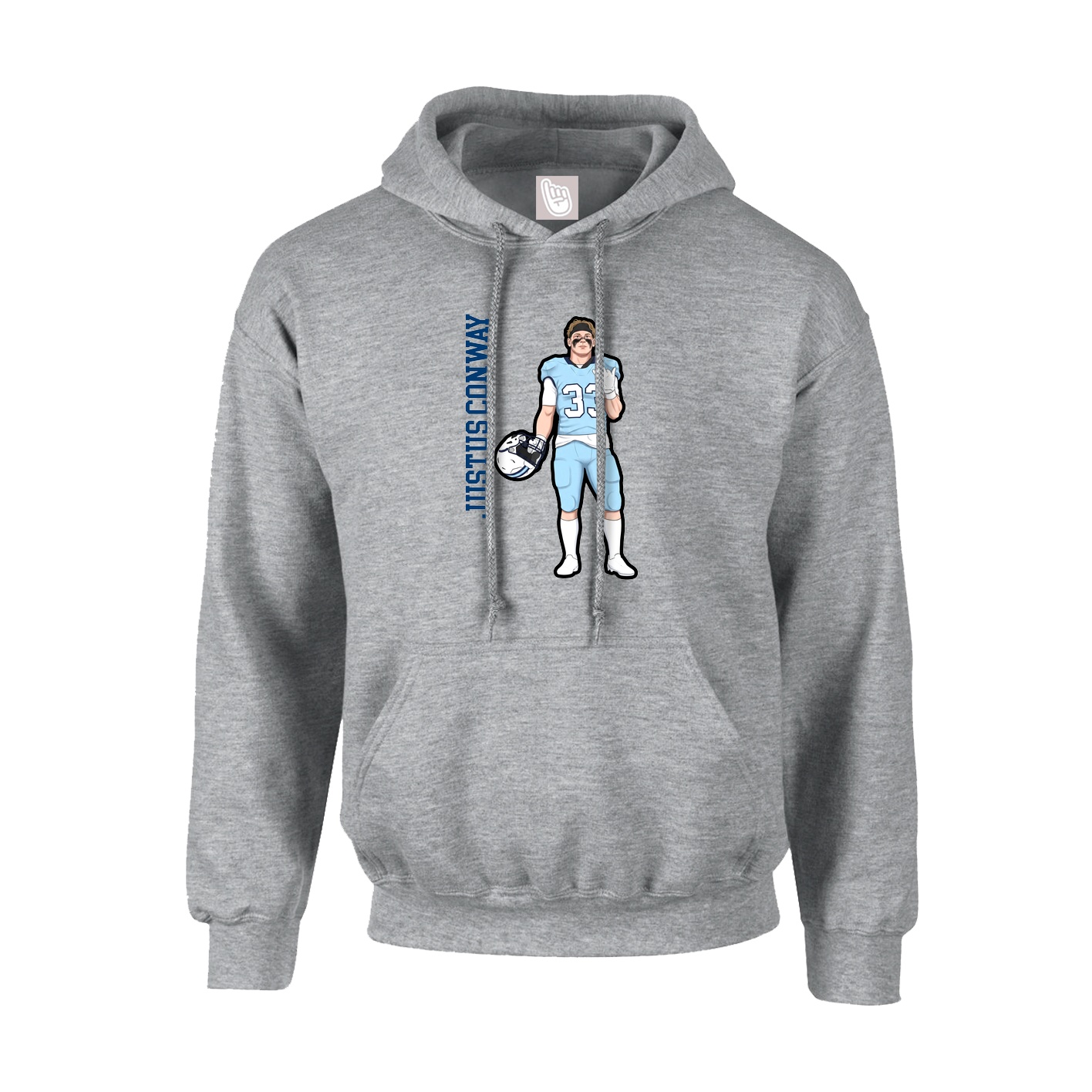 Youth Hoodie — Name Vertical in Grey