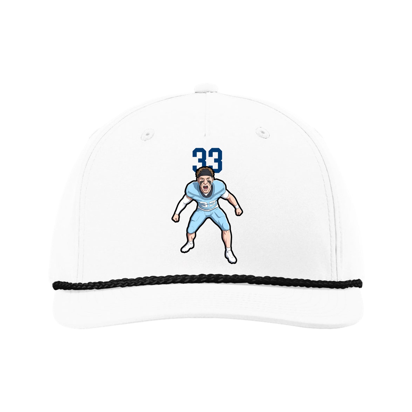 Five-Panel Classic Rope Cap — Number Top in White
