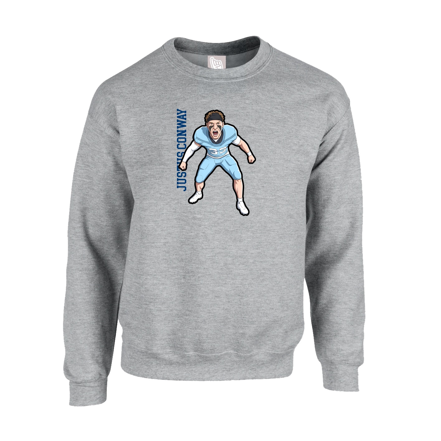Fleece Crew — Name Vertical in Grey