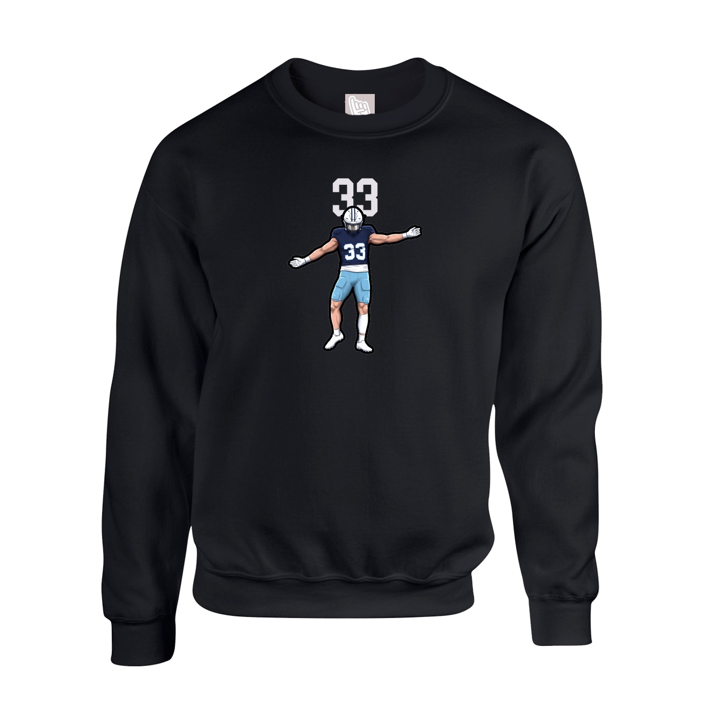 Fleece Crew — Number Top in Black