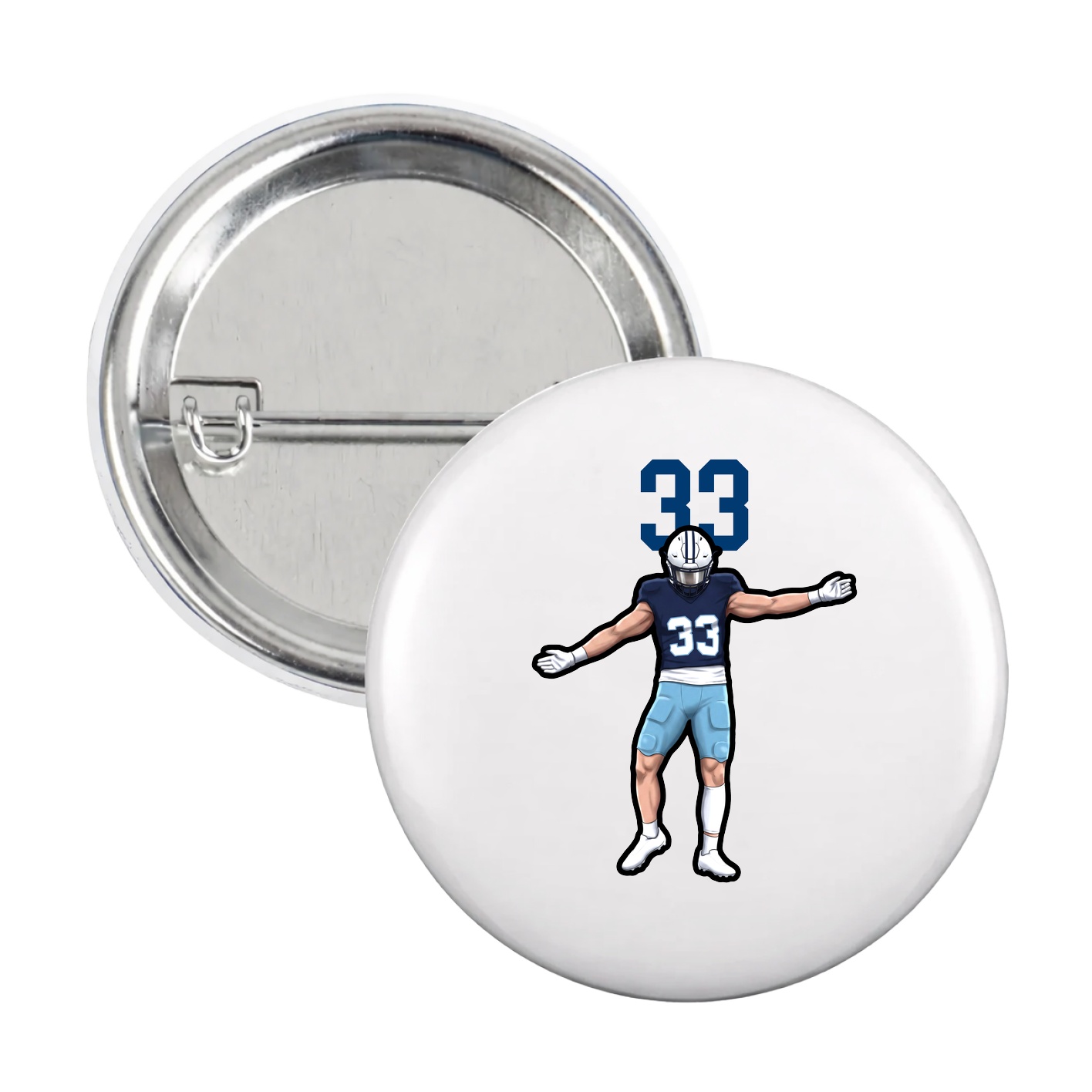 Game Day Button — Number Top in White