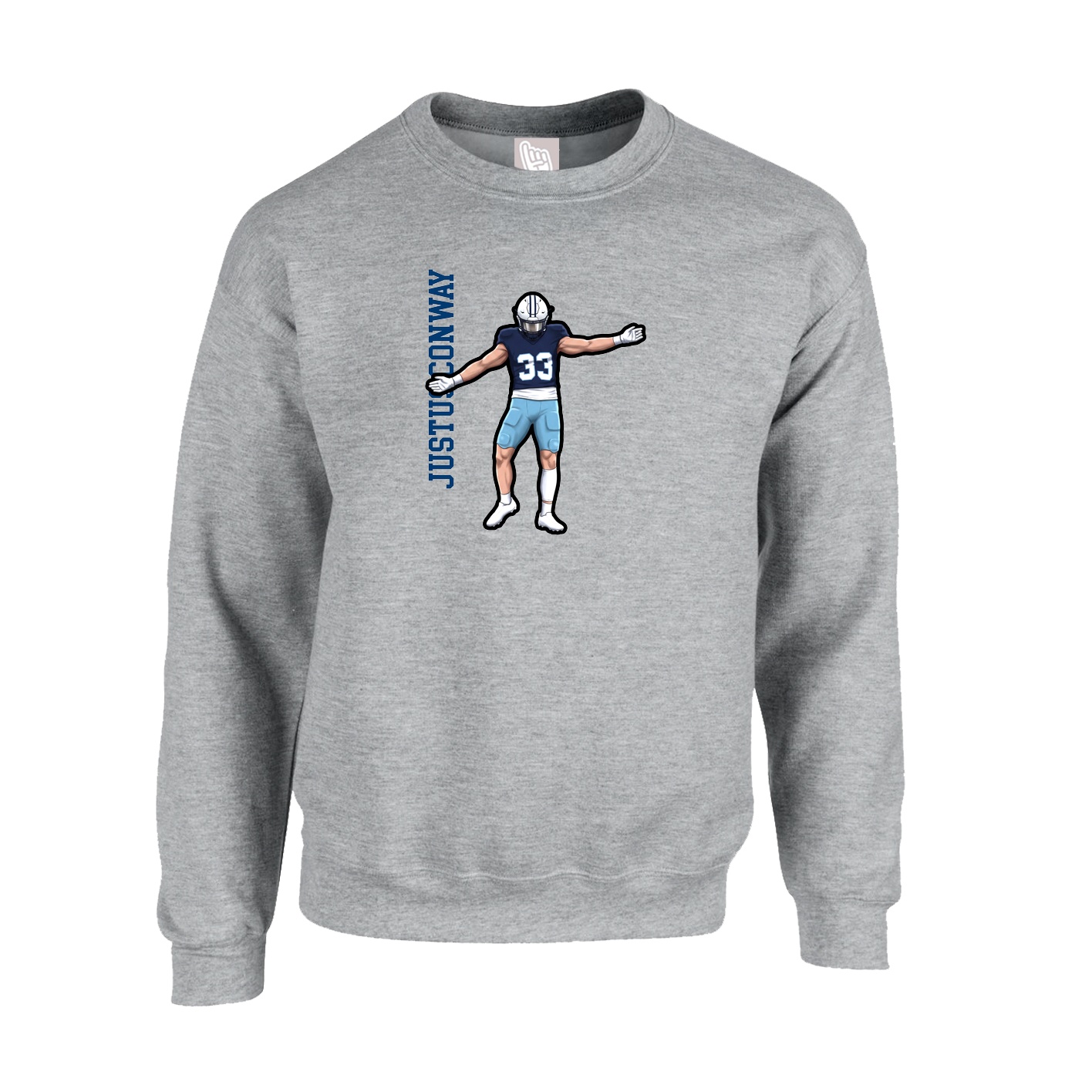 Fleece Crew — Name Vertical in Grey