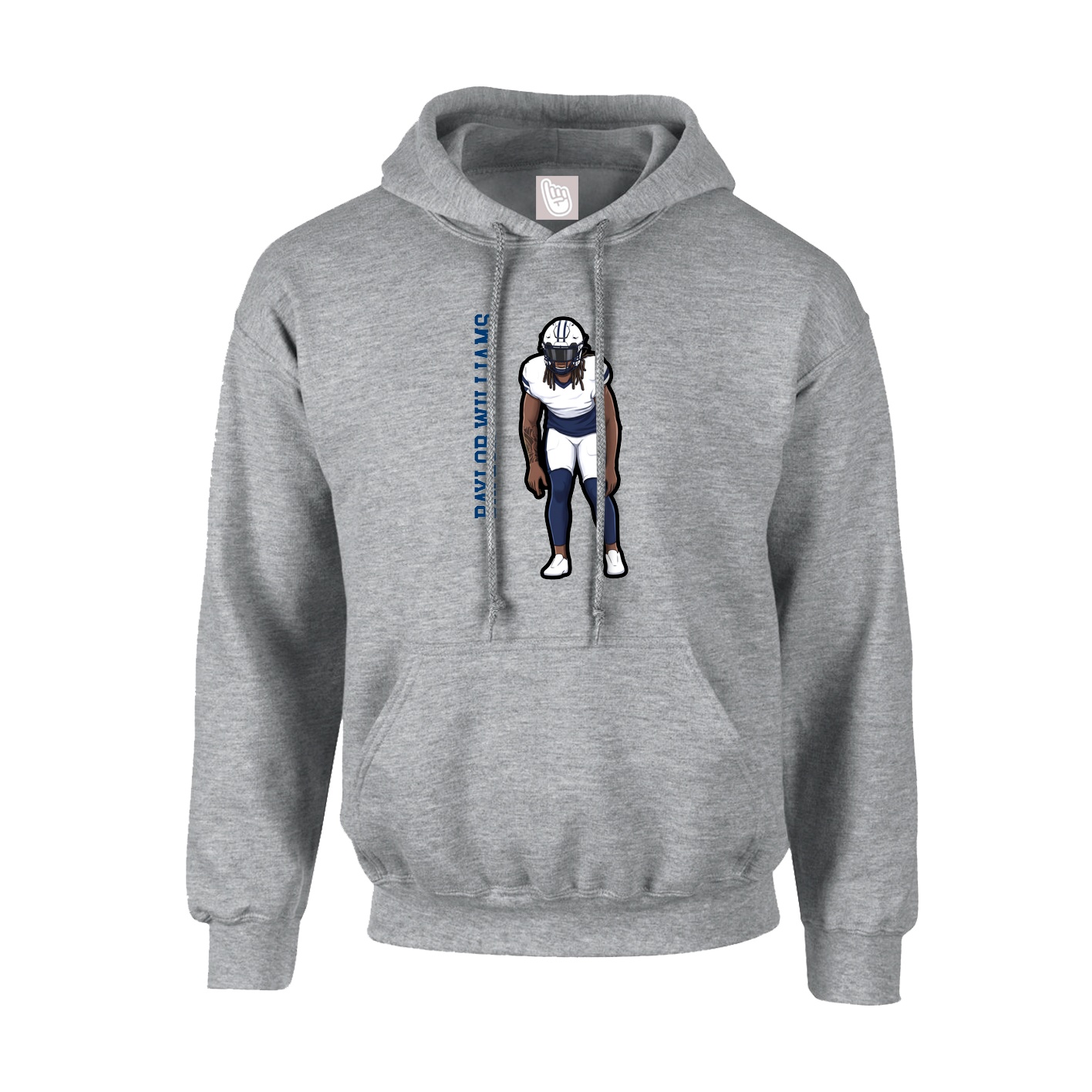 Hoodie — Name Vertical in Grey