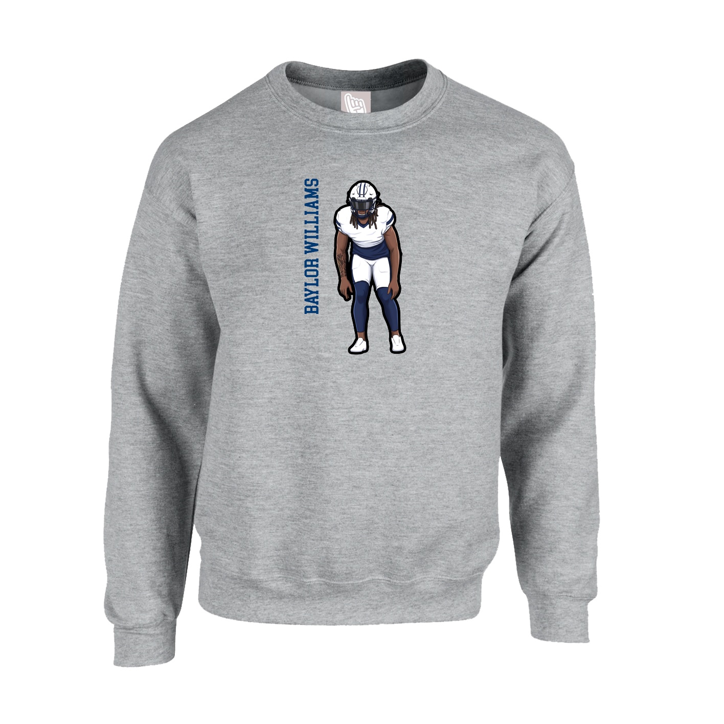 Fleece Crew — Name Vertical in Grey